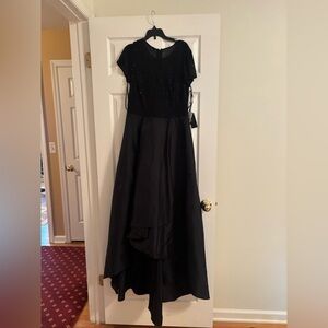 Adrianna Papell Black Beaded High-Low Hem Evening Dress